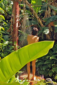 Outdoor shower at Entabeni Cottage on Maui